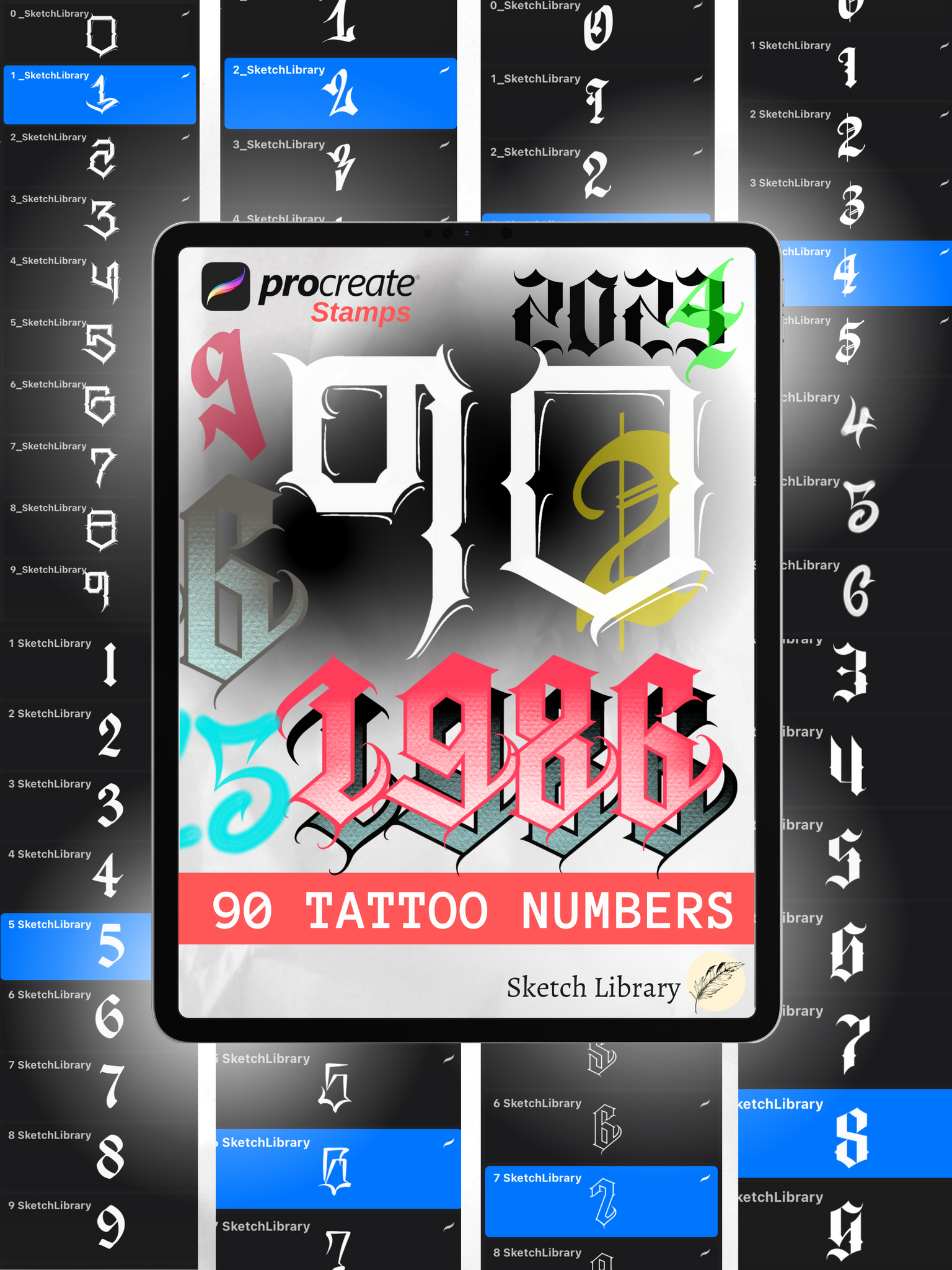 📦 MEGA Procreate Tattoo Pack VOL.1  of 2134 brushes for procreate