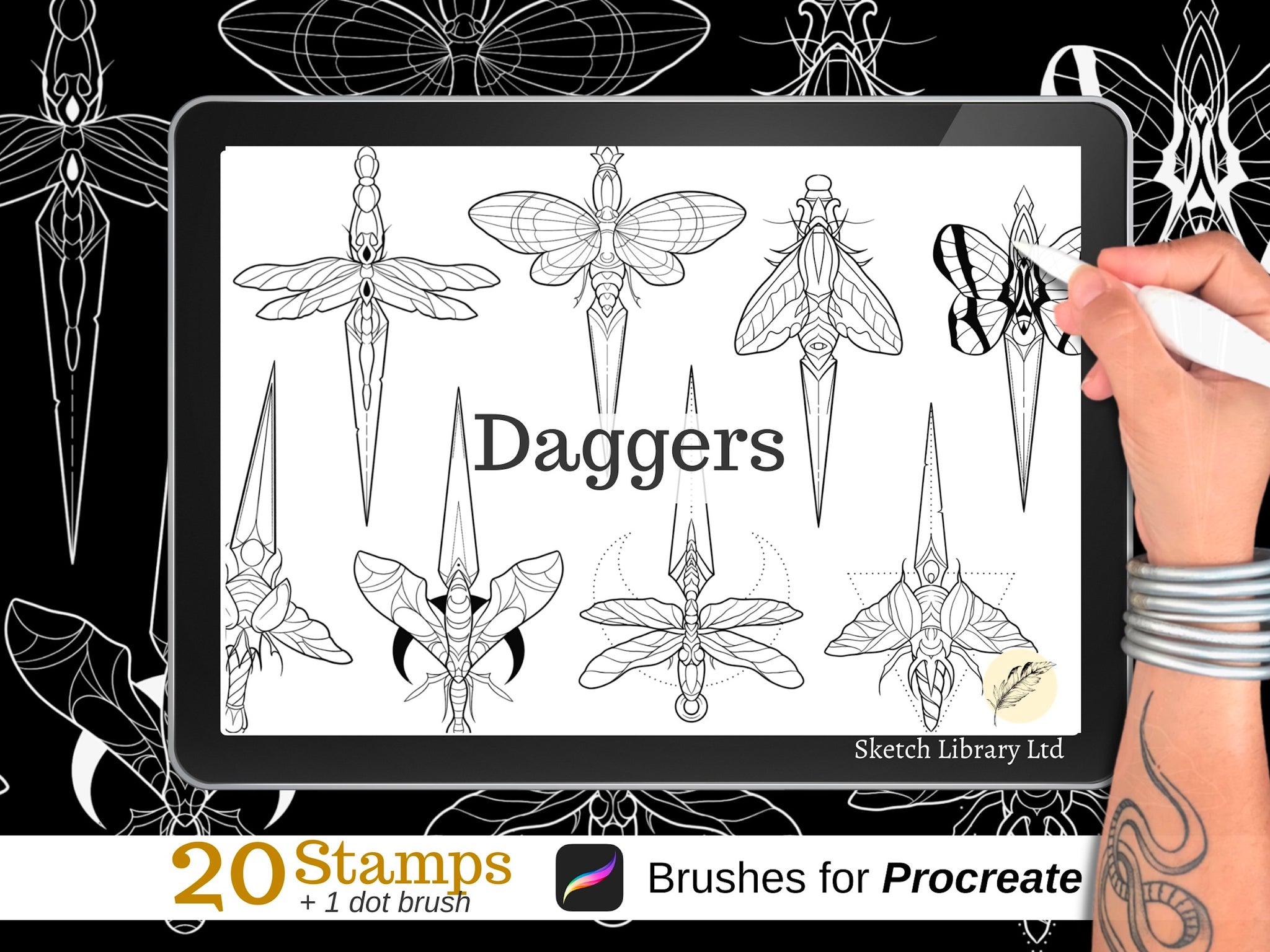 📦 MEGA Procreate Tattoo Pack VOL.1  of 2134 brushes for procreate