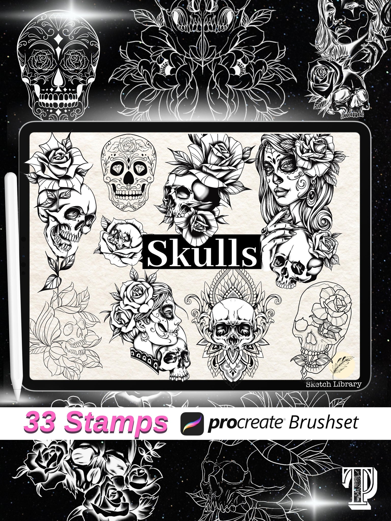 📦 MEGA Procreate Tattoo Pack VOL.1  of 2134 brushes for procreate