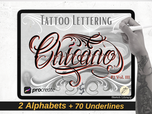 Chicano BrushPack Vol.3 11 Alphabets & Volutes brushes for procreate, Ipad and Ipad pro, tattoo stamps, stencil, font, calligraphy, graffiti