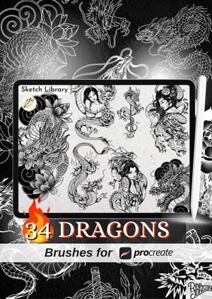 📦 MEGA Procreate Tattoo Pack VOL.1  of 2134 brushes for procreate