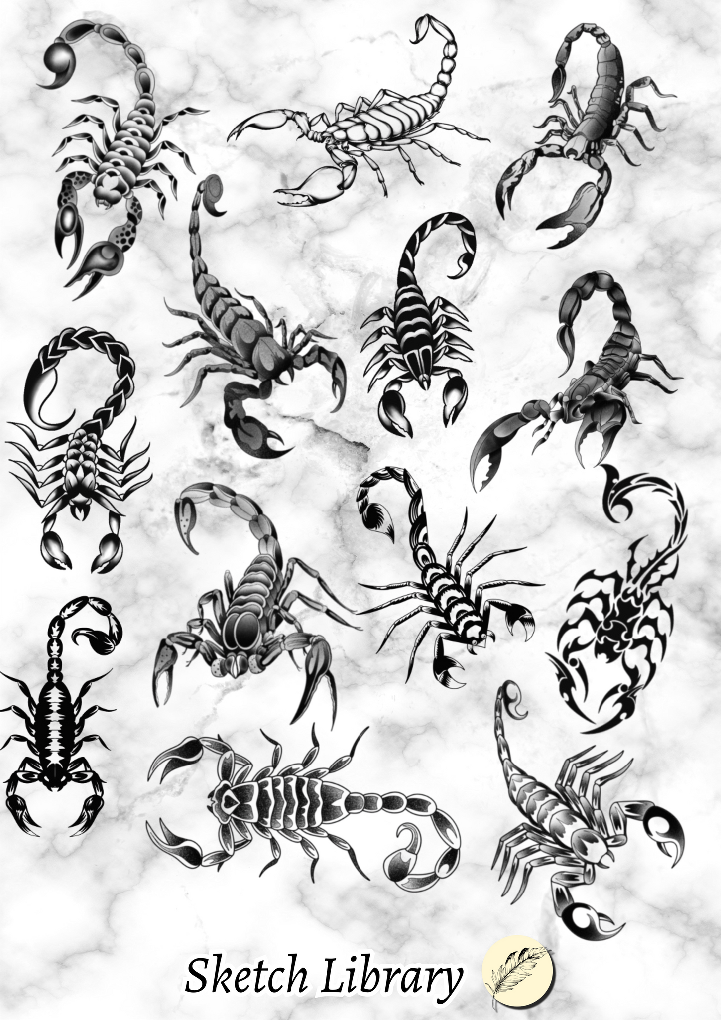 32 Scorpion Tattoo Brushes for Procreate | Tattoo Stamps for iPad & iPad Pro | Outline & Shading Versions | Old School, Tribal Designs