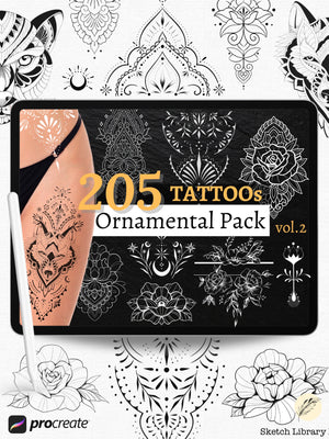 📦 MEGA Procreate Tattoo Pack VOL.1  of 2134 brushes for procreate