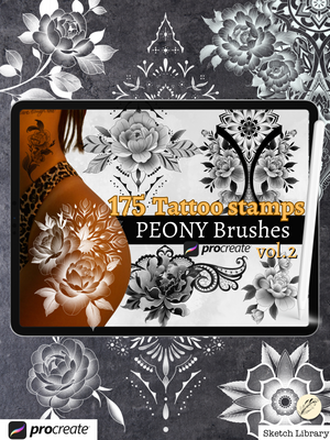 📦 MEGA Procreate Tattoo Pack VOL.1  of 2134 brushes for procreate