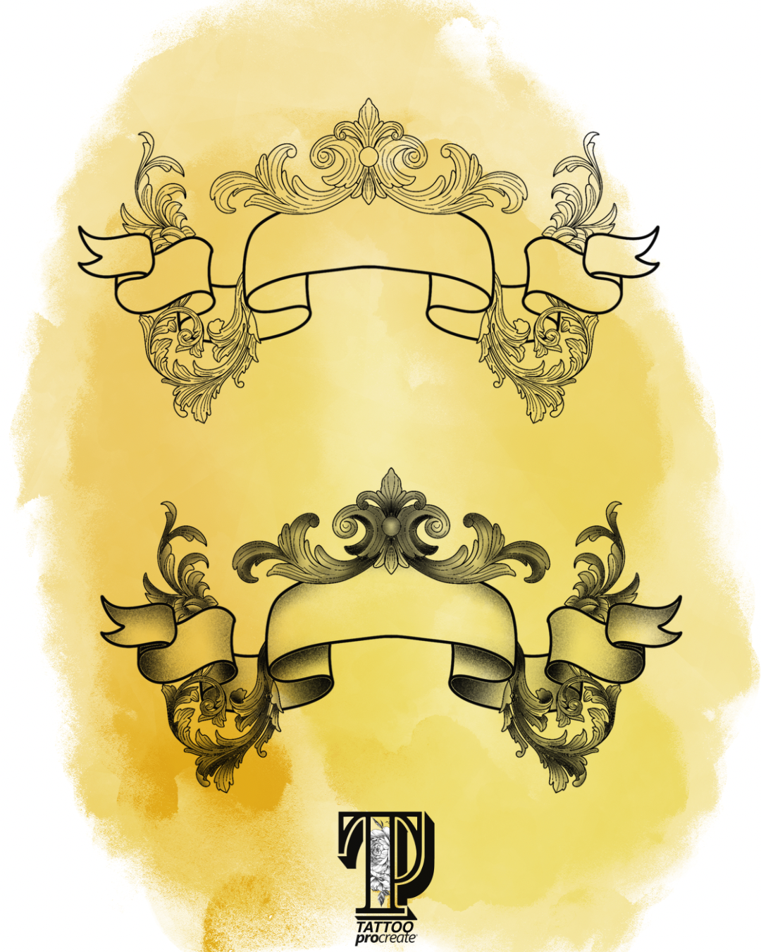 Frames and filigrees vol. 2 -  71 brushes stamps for procreate, tattoo stencil, outline version, for IPad and Ipad pro
