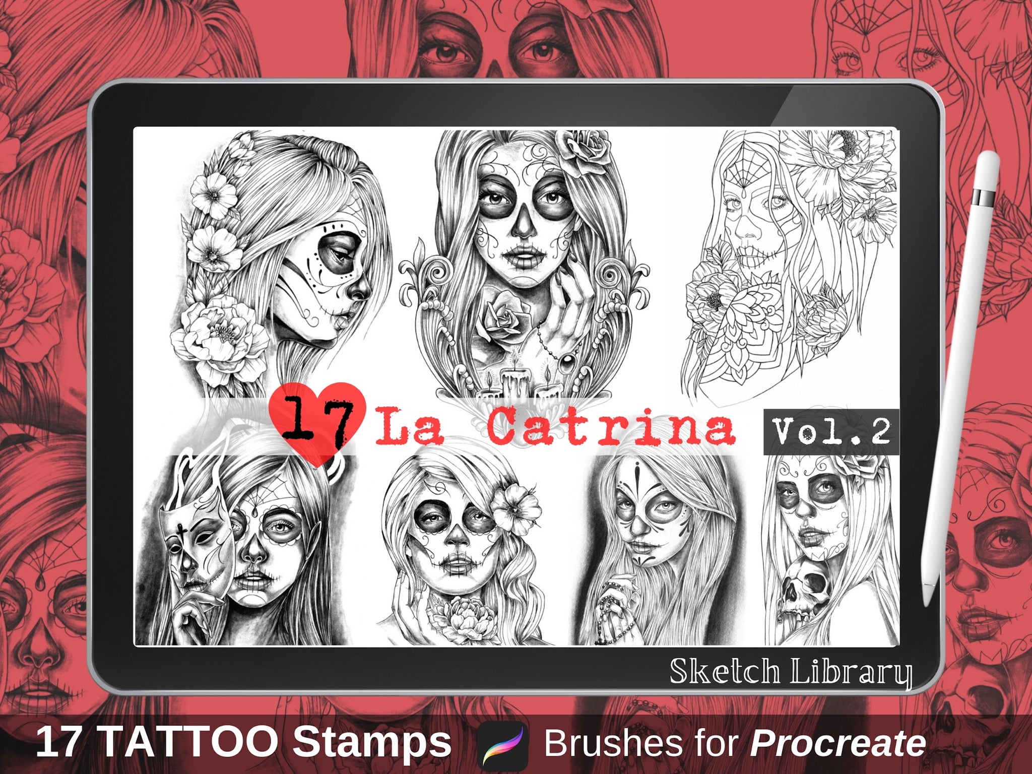 📦 MEGA Procreate Tattoo Pack VOL.1  of 2134 brushes for procreate