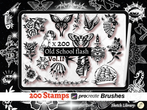 📦 MEGA Procreate Tattoo Pack VOL.1  of 2134 brushes for procreate