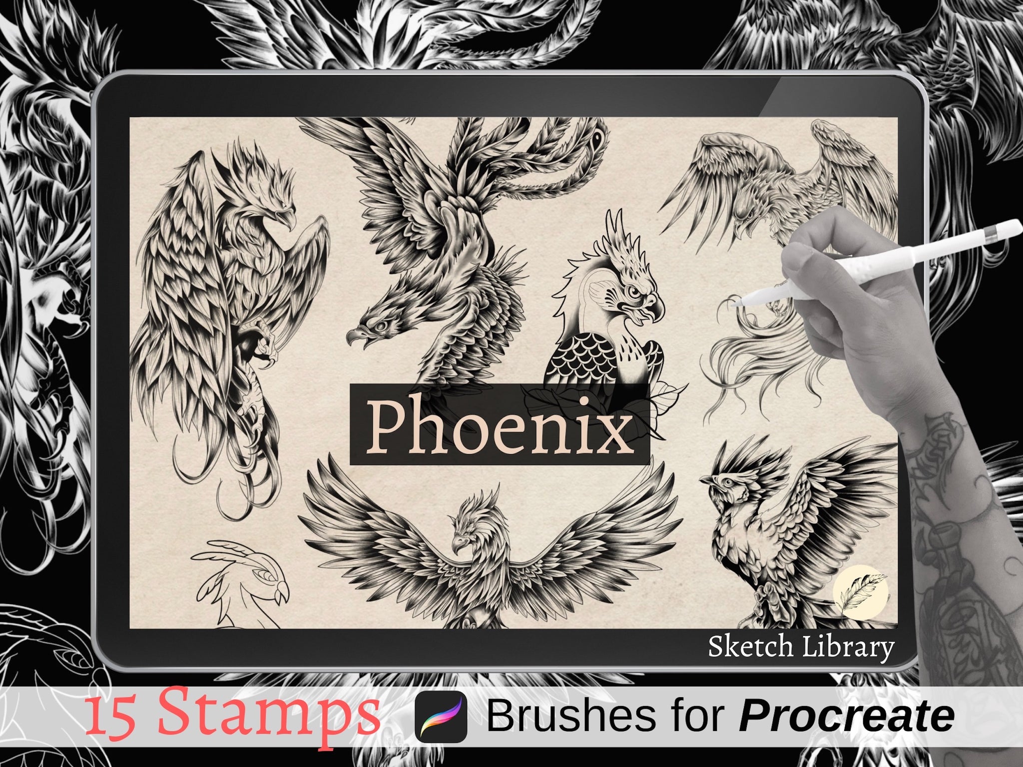 📦 MEGA Procreate Tattoo Pack VOL.1  of 2134 brushes for procreate