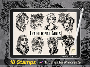 18 tampons de tatouage traditionnels pour filles // Pinceaux pour procréer