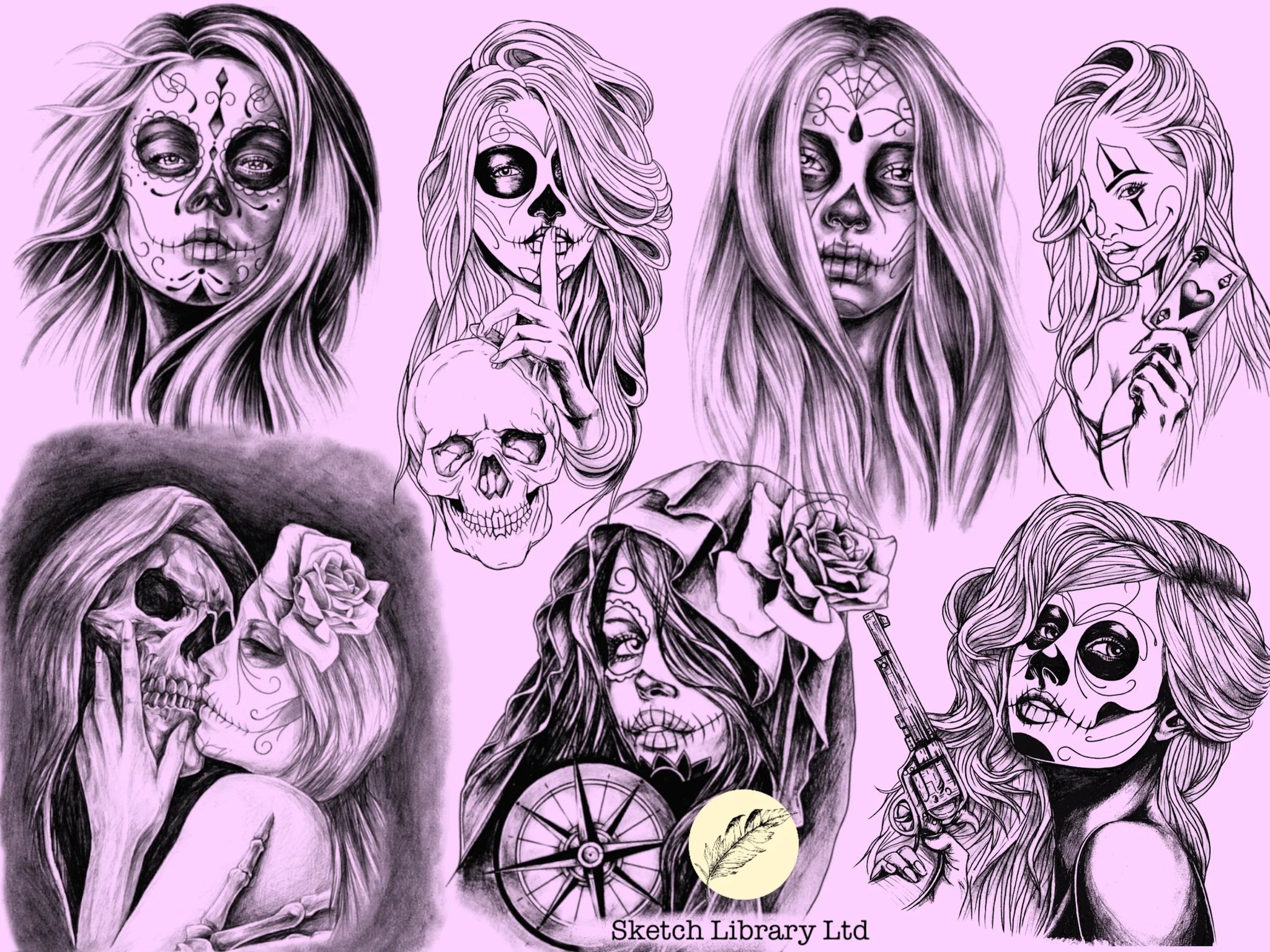 12 Catrina Tattoo stamps vol.1 -  Brushes for Procreate - tattoo procreate stamp, stencil ipad & ipad pro