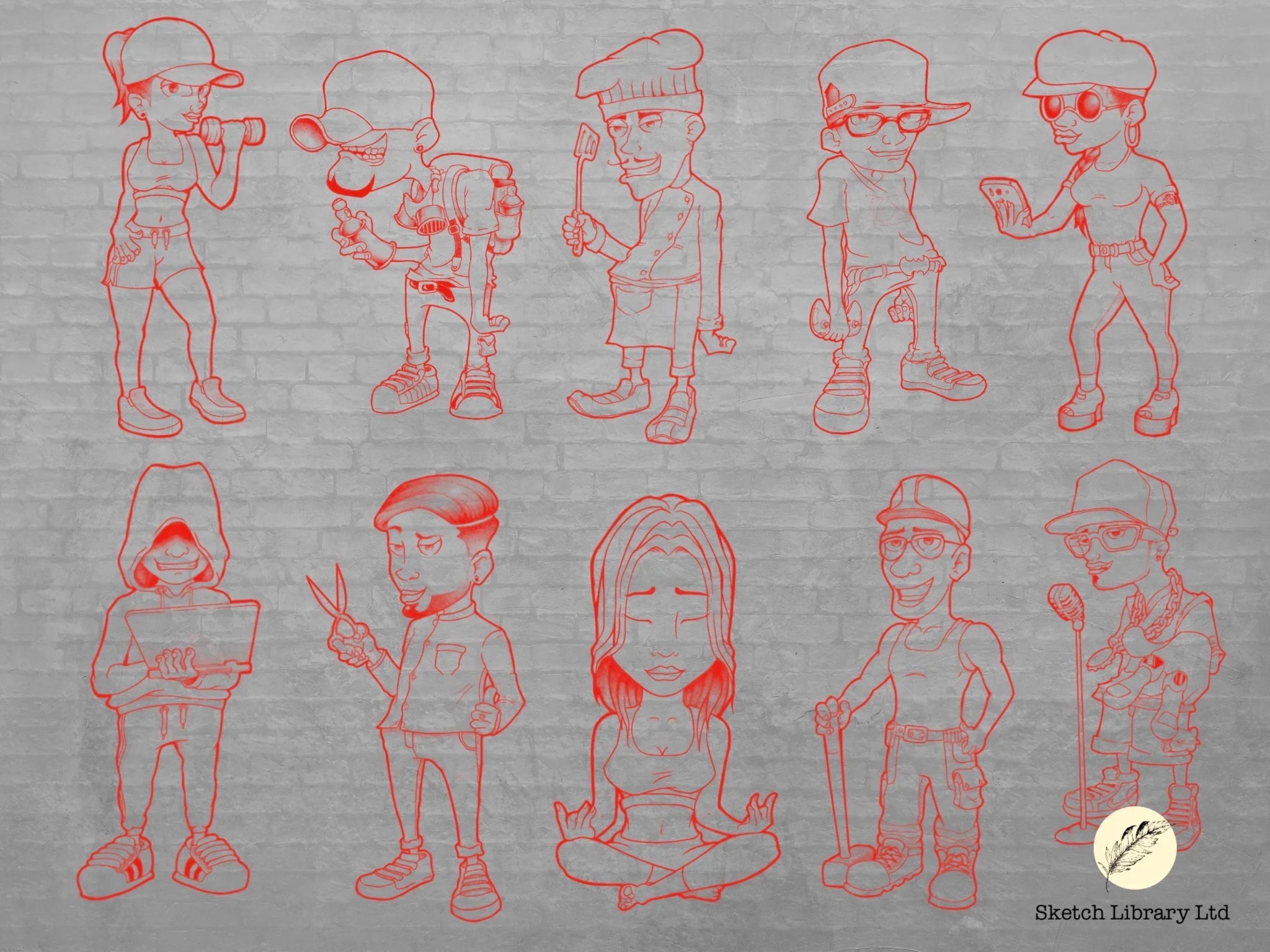 Graffiti BGirls & Bboys Pack, Brushes for Procreate, street art stamps, hip hop stamps, ipad