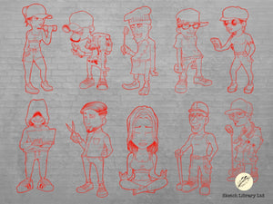 Graffiti BGirls & Bboys Pack, Brushes for Procreate, street art stamps, hip hop stamps, ipad