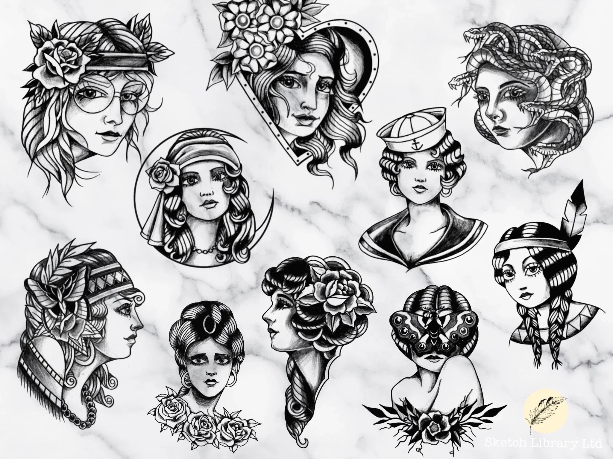 18 tampons de tatouage traditionnels pour filles // Pinceaux pour procréer