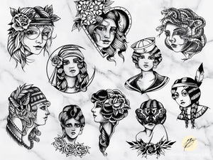 18 tampons de tatouage traditionnels pour filles // Pinceaux pour procréer