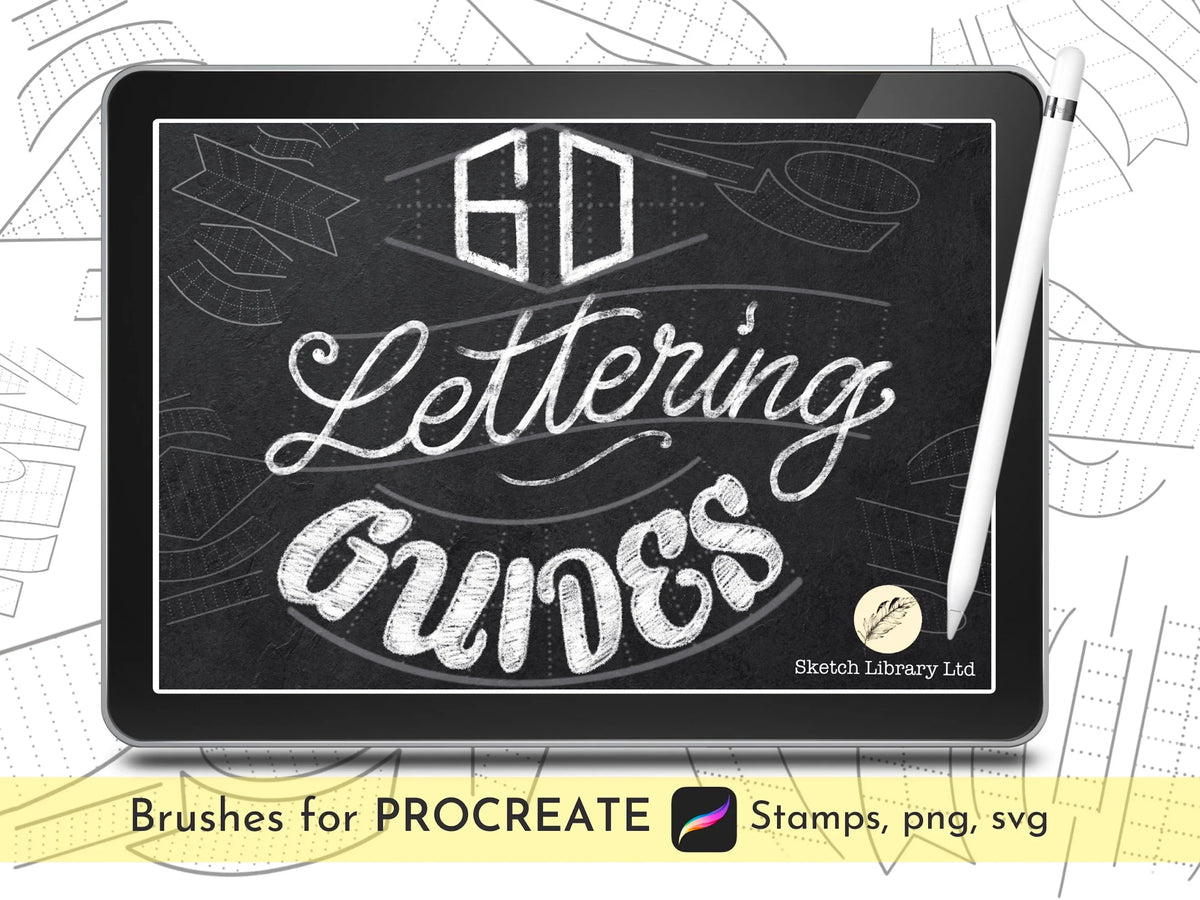 60 Hand Lettering Guides & 15 Templates // Brushes for Procreate ...