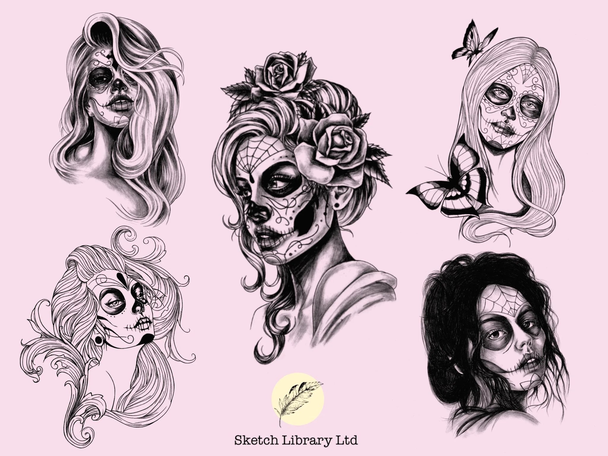 12 Catrina Tattoo stamps vol.1 -  Brushes for Procreate - tattoo procreate stamp, stencil ipad & ipad pro