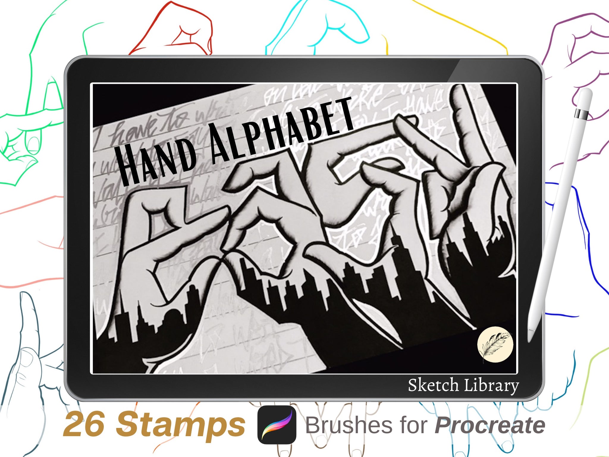 GRAFFITI PACK, 7 GRAFFITI vol.1 Alphabets, fonts, brushes for Procreate, stamps, calligraphy, chicano for IPad & IPad pro